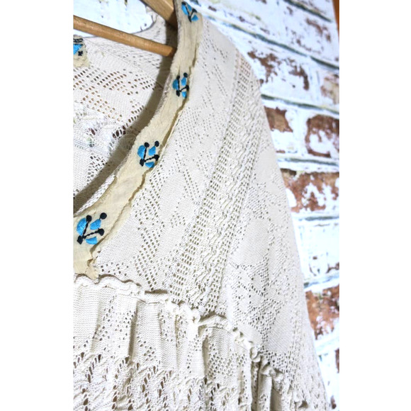 Free People Stargazing Oversized Cotton Embroidered Crochet V-Neck Sweater - Picture 5 of 11